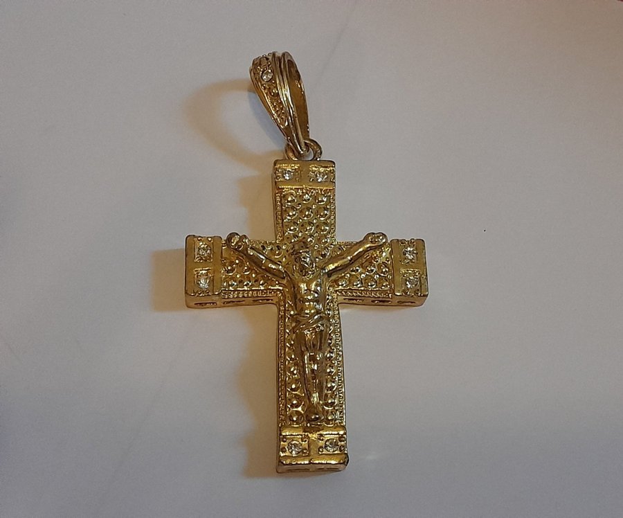 Krucifix Jesus kors i guld och strass hänge halsband dekoration Åsitas