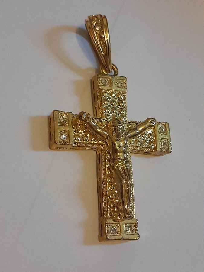 Krucifix Jesus kors i guld och strass hänge halsband dekoration Åsitas