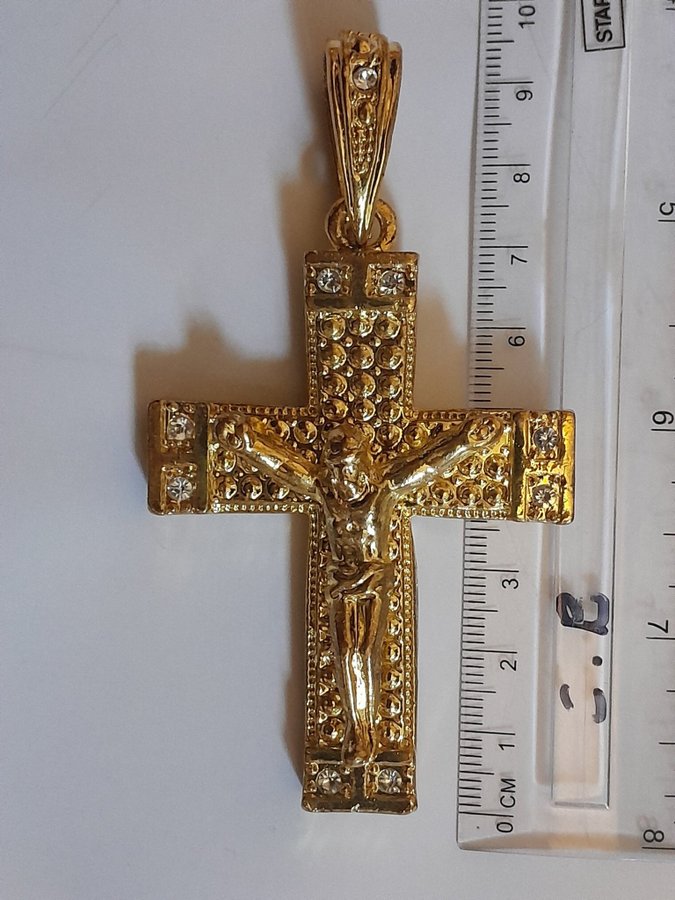 Krucifix Jesus kors i guld och strass hänge halsband dekoration Åsitas