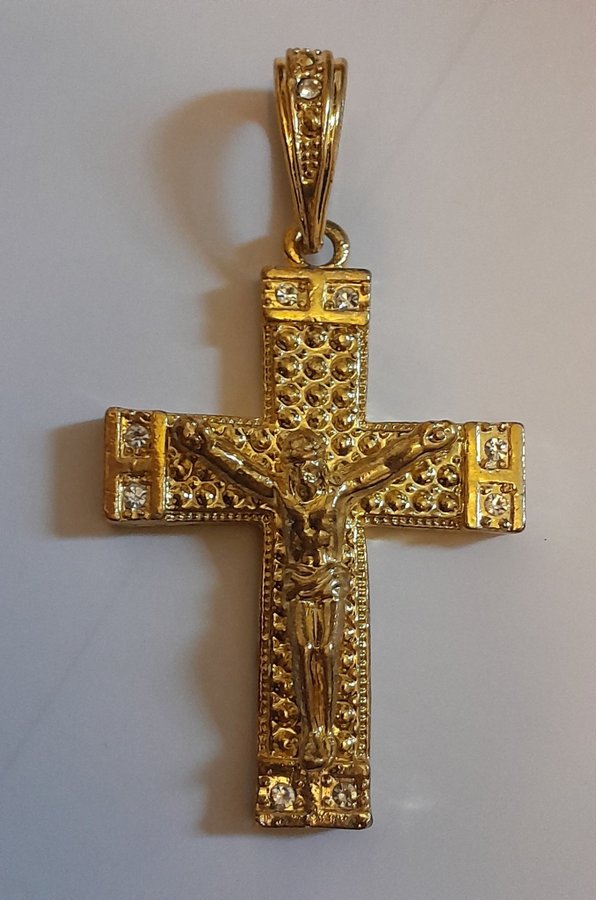 Krucifix Jesus kors i guld och strass hänge halsband dekoration Åsitas