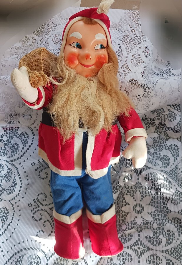 VINTAGE*Jultomte i tyg* ca.42 cm* GLAD  GO TOMTE