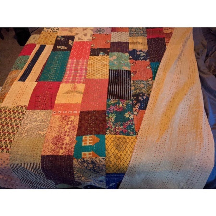 Indian Kantha Quilt Bedspread Rug size 60x90inches