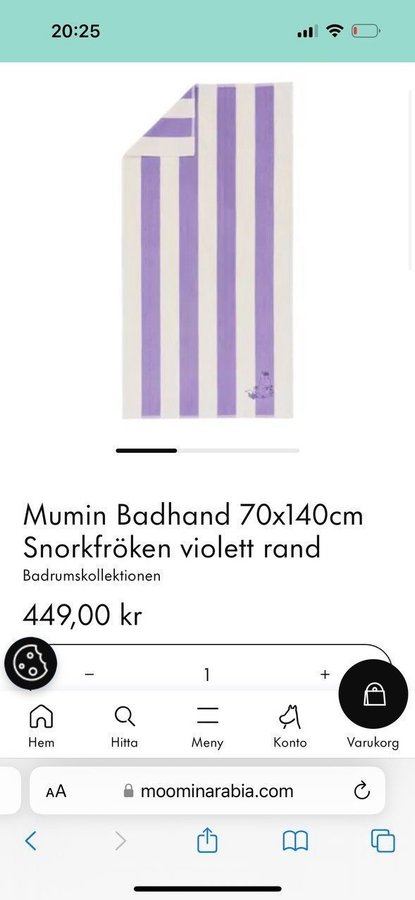 HELT NY med tags förpackn Mumin snorkfröken Randig Handduk badlakan 70 x 140 cm