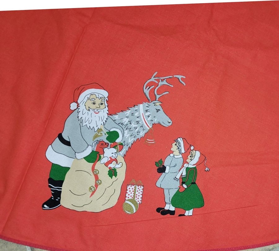 STOOOOOR, rund JULDUK duk TABLE CLOTH tomte REN barn