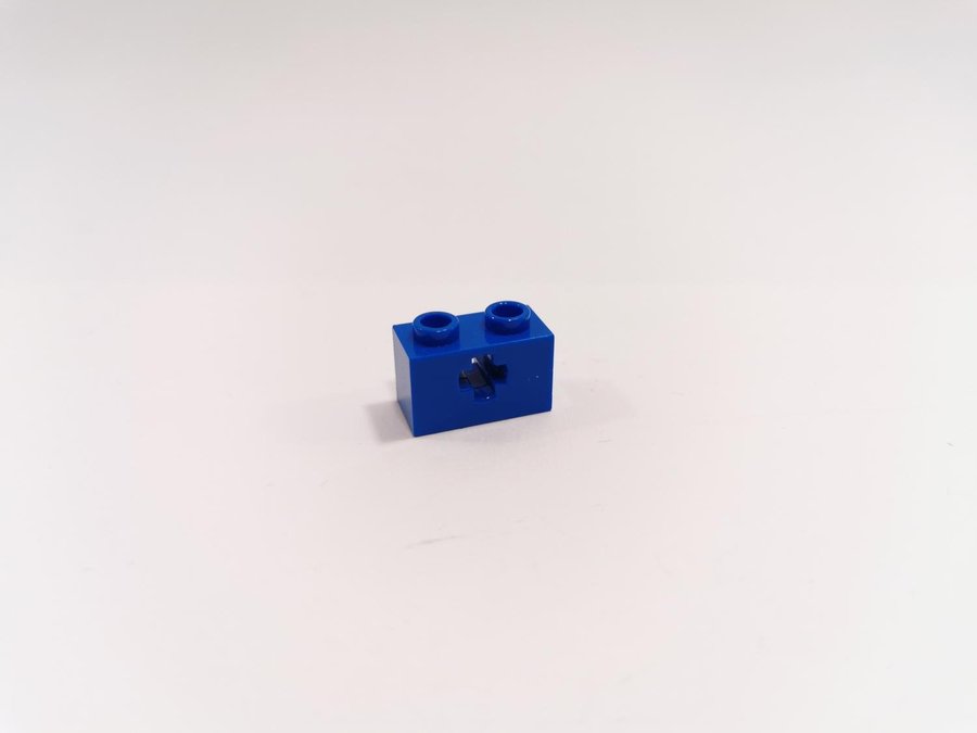 Lego - brick - modifierad - technic - kryss - 1x2 - part 32064 - blå