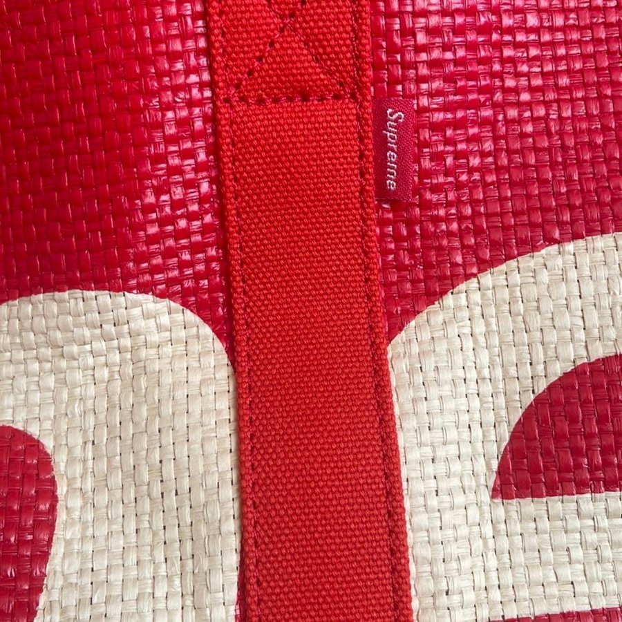 SUPREME RAFFIA TOTE BAG RED SHOPPER