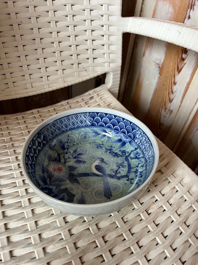 Retro Japanska Porcelain Bird Bowl Asiatisk Skål 1900- tal  vintage