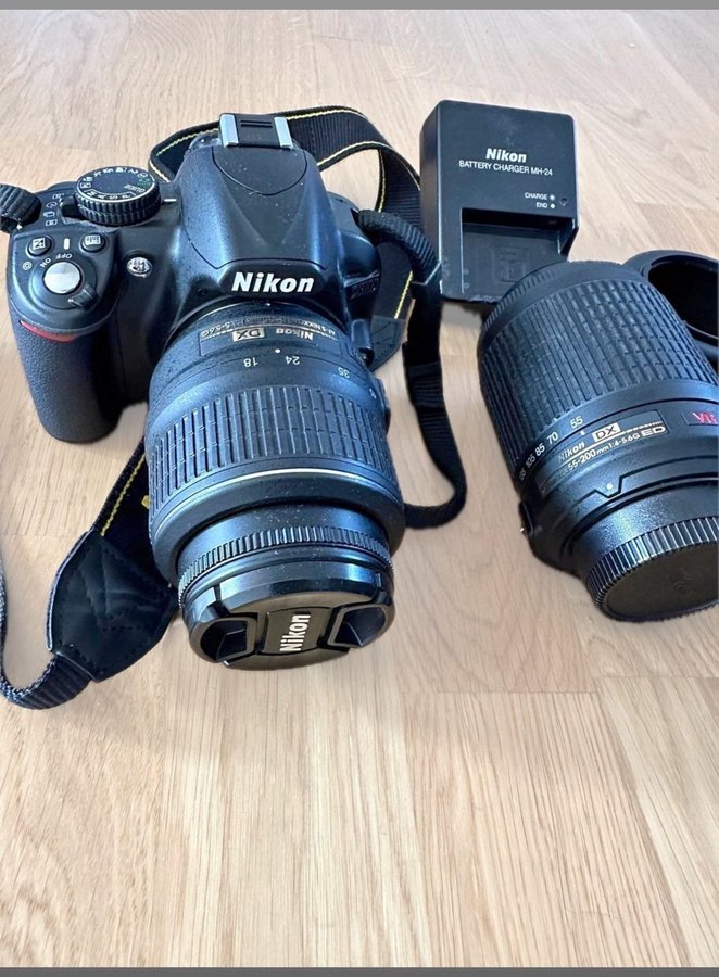 Nikon D3100 with 18-55mm and 55-200mm lenses