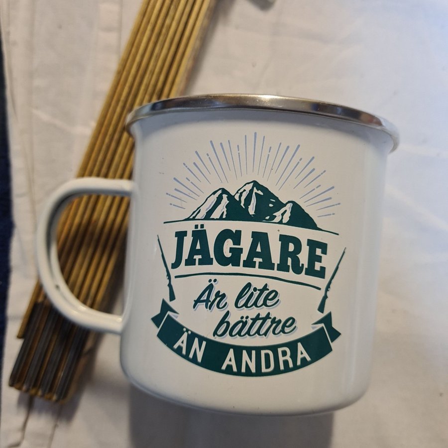 Jägare Mugg,emaljmugg ,plåtmugg