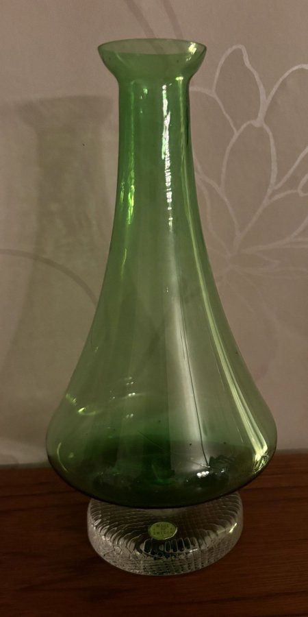 Grön vas i glas Svensk RETRO