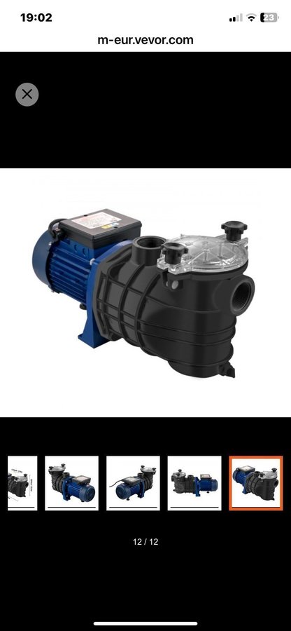 Poolpump 3300 GPH 15 HP 18000 Liter om time