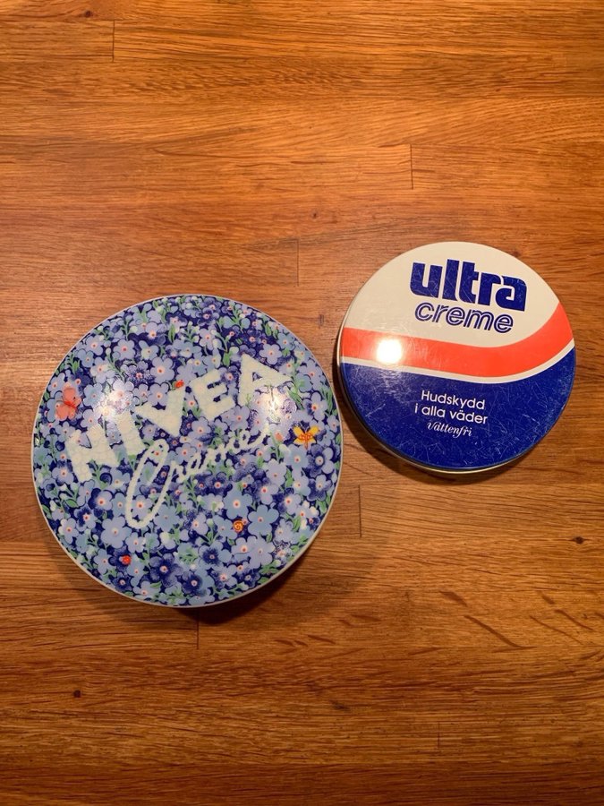 Nivea - förvaringsburk i porslin samt tillhörande plåtburk Nivea Creme - retro