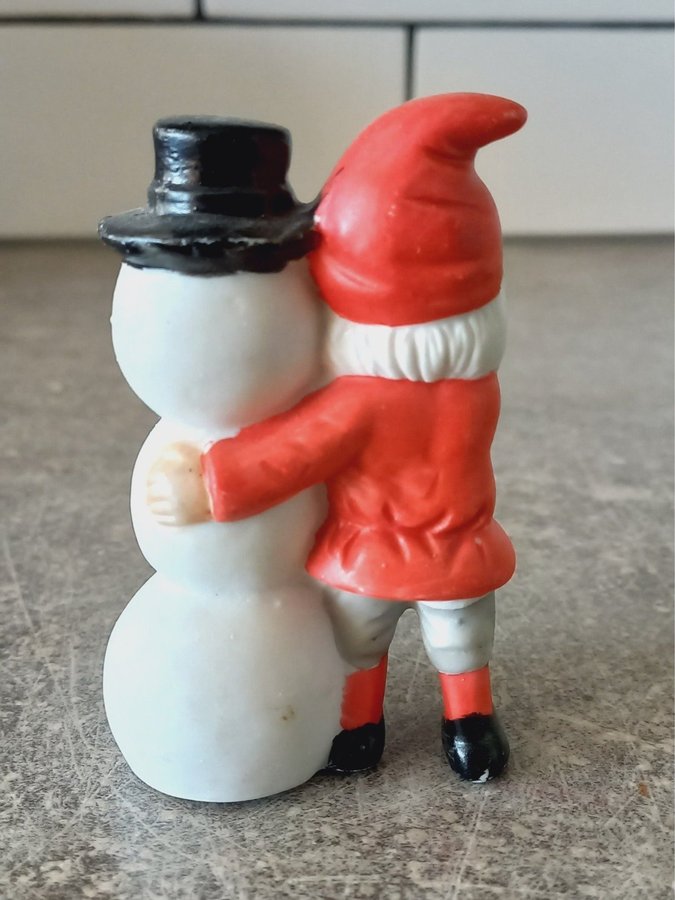 Tomte Snögubbe Porslin Jultomte Retro