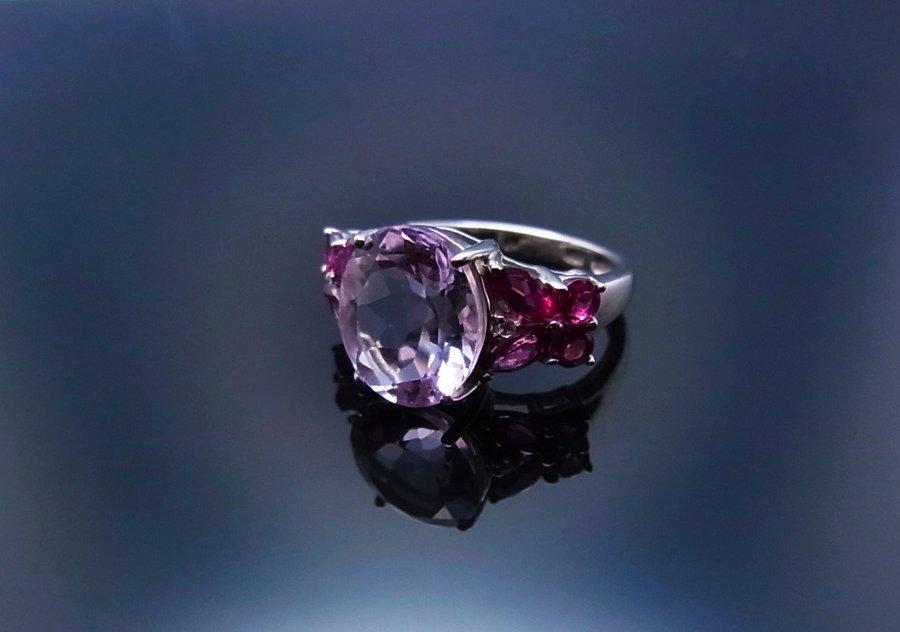 DESIGNER AMETHYST RHODOLITES RING HARRY IVENS 5,5 karat