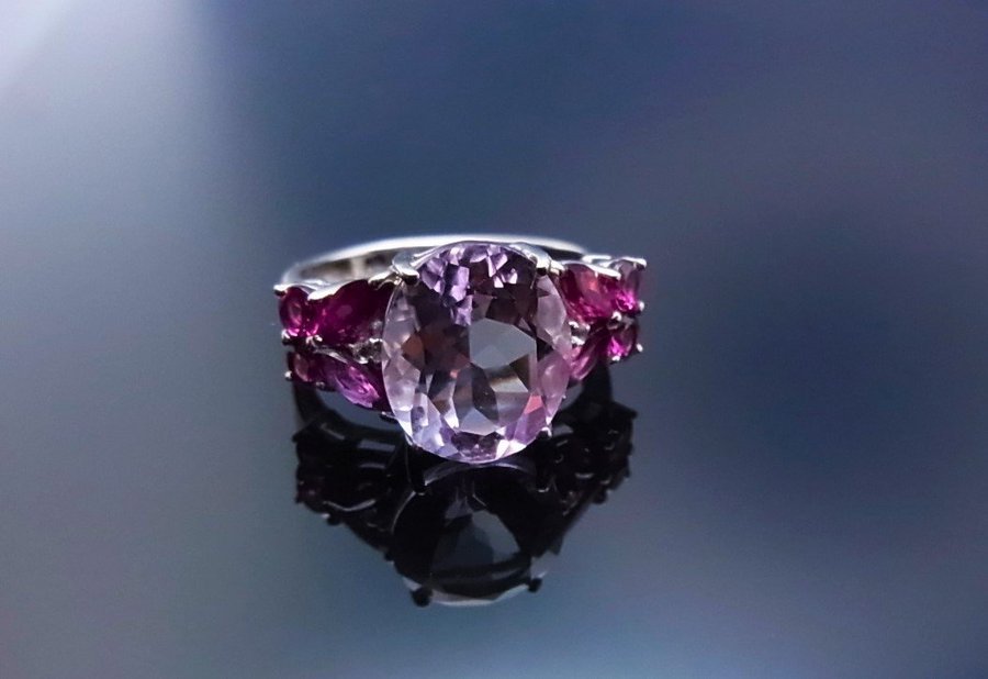 DESIGNER AMETHYST RHODOLITES RING HARRY IVENS 5,5 karat