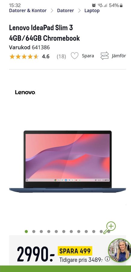 Lenovo IdeaPad Slim 3 Chromebook 4GB/64GB