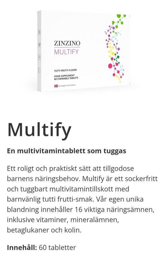 Zinzino Multify Tutti Frutti 60 Chewable Tablets