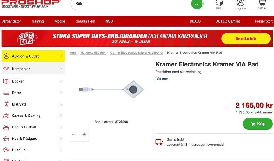 Kramer VIA Pad - Pekskärm med skärmdelning