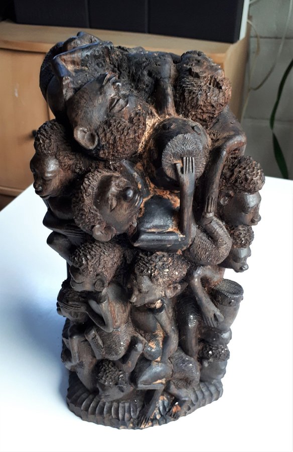 Makonde Tanzania Tree of Life 27cm African Natural Wood Sculpture Old Africa