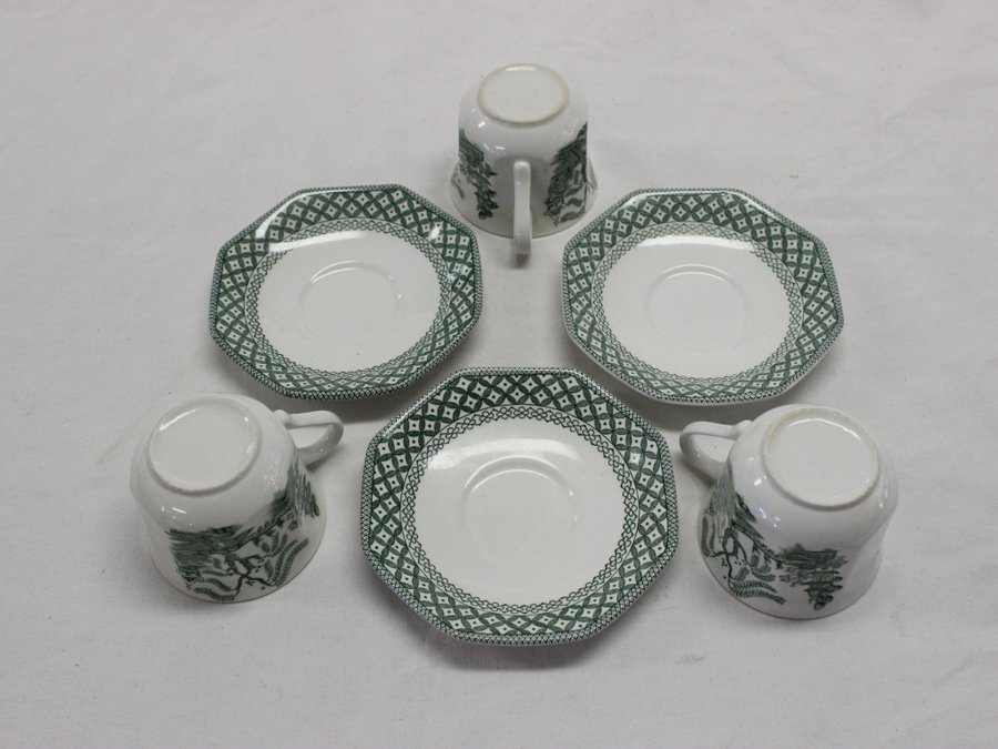 3 Kaffekopp Tekopp m Fat Royal Staffordshire Willow Ironstone JG Meakin England