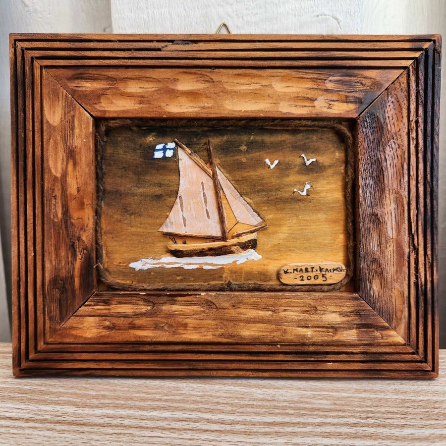 Rustic Wooden Framed Sailboat Wall Art