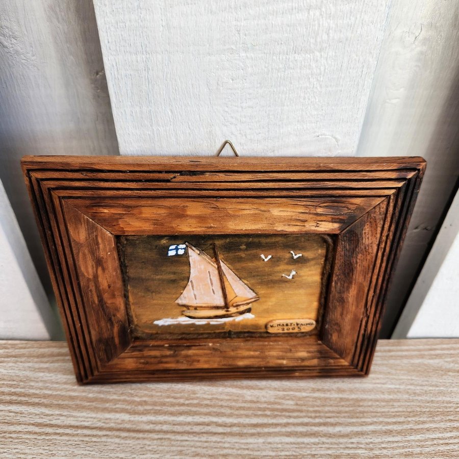 Rustic Wooden Framed Sailboat Wall Art