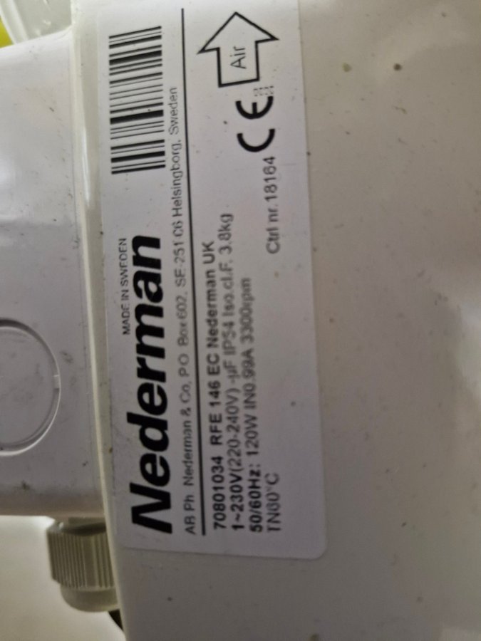 Nederman fläkt med potentiometer