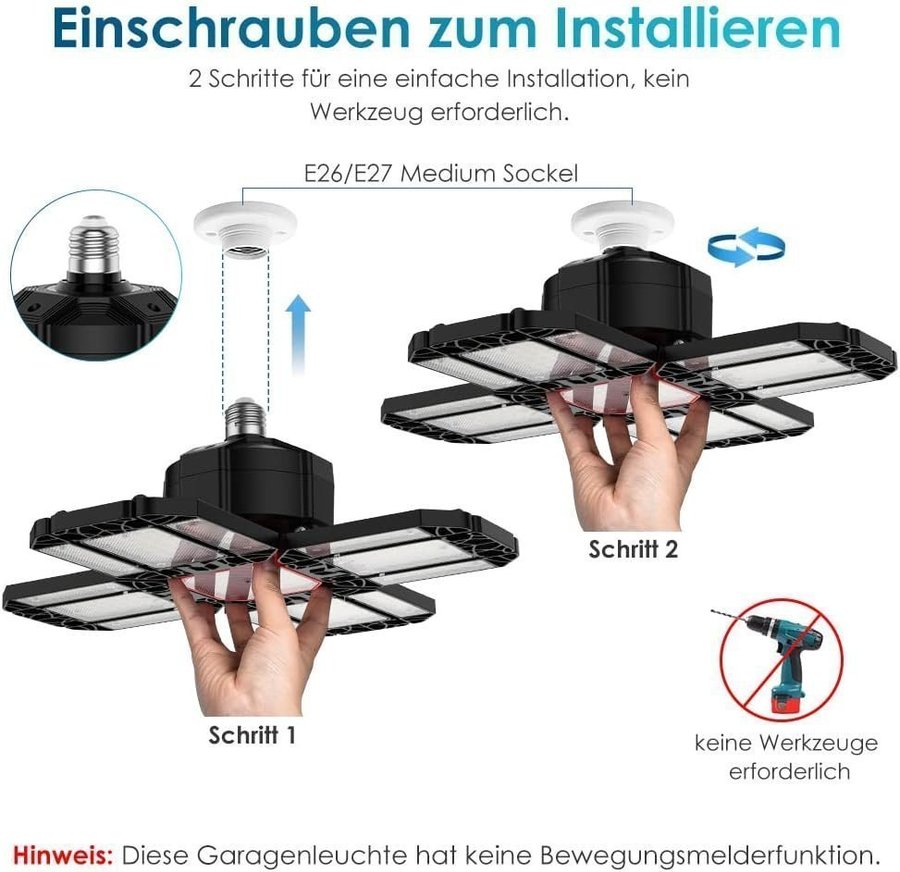 - NY - E26/E27 200 W LED verkstadslampa garagebelysning 1 st - 20 000lm