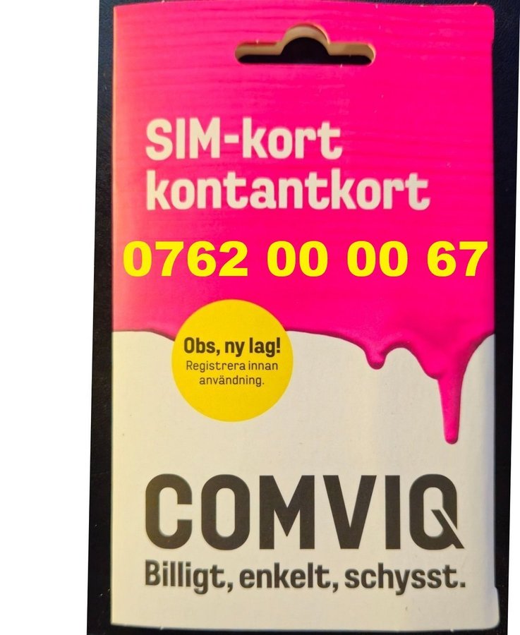 0762 00 00 67 Guldnummer Guld nummer Diamant nummer Comviq