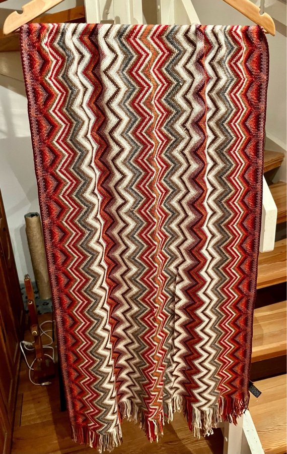 Missoni halsduk/scarf/sjal röd, orange, grön, brun, grå, vit halsduk