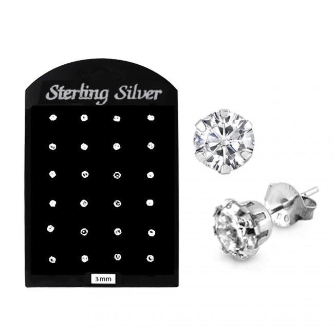 1 Par Studs Örhängen i 925 Sterling Silver med 4mm CZ