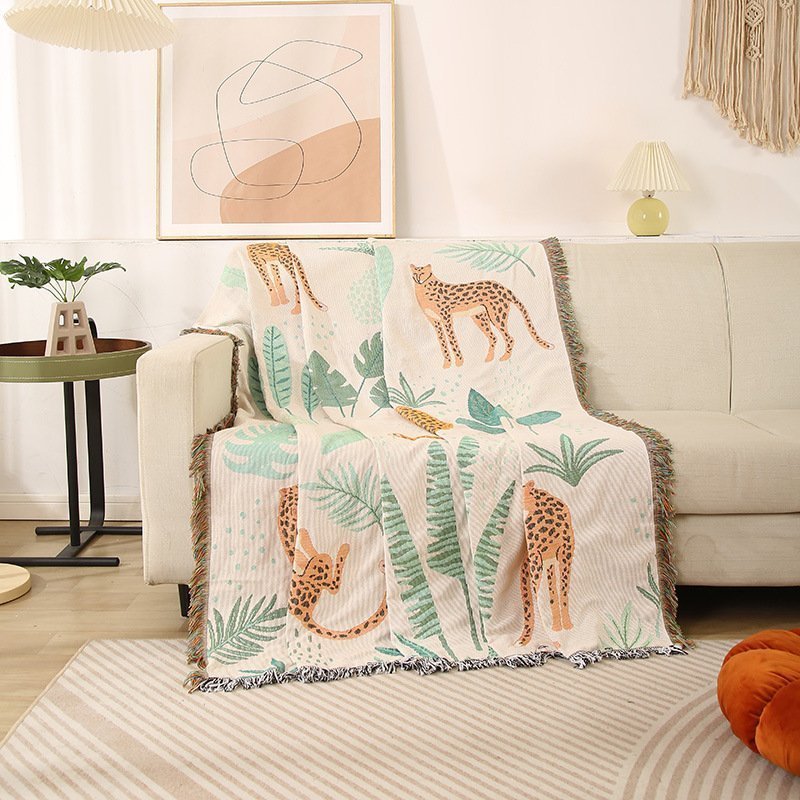 Plant Leopard Hotel homestay sofa blanket decoration tapestry carpet,130*160cm