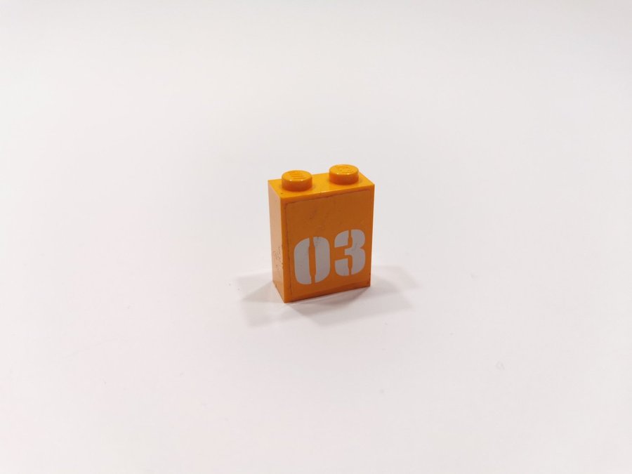 Lego - tryck - klistermärke - bricks - 1x2x2 - siffra - 3 - orange