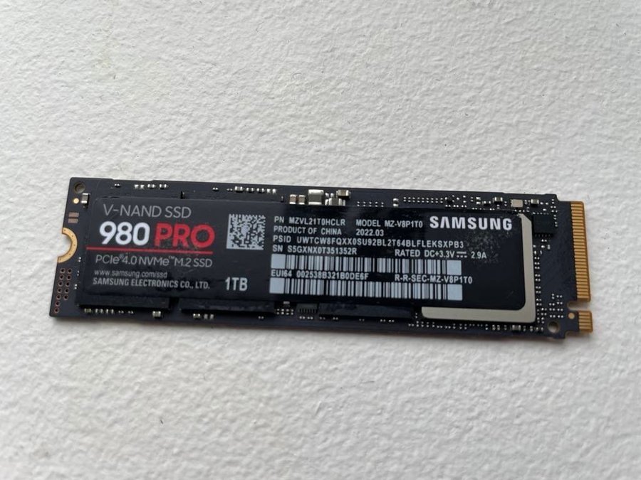 1 TB SSD M2 Samsung 980 Pro PCIe 4.0 NVME