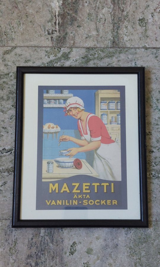 Vintage tavla *MAZETTI ÄKTA...* i fint skick. Inglasad. Retro!