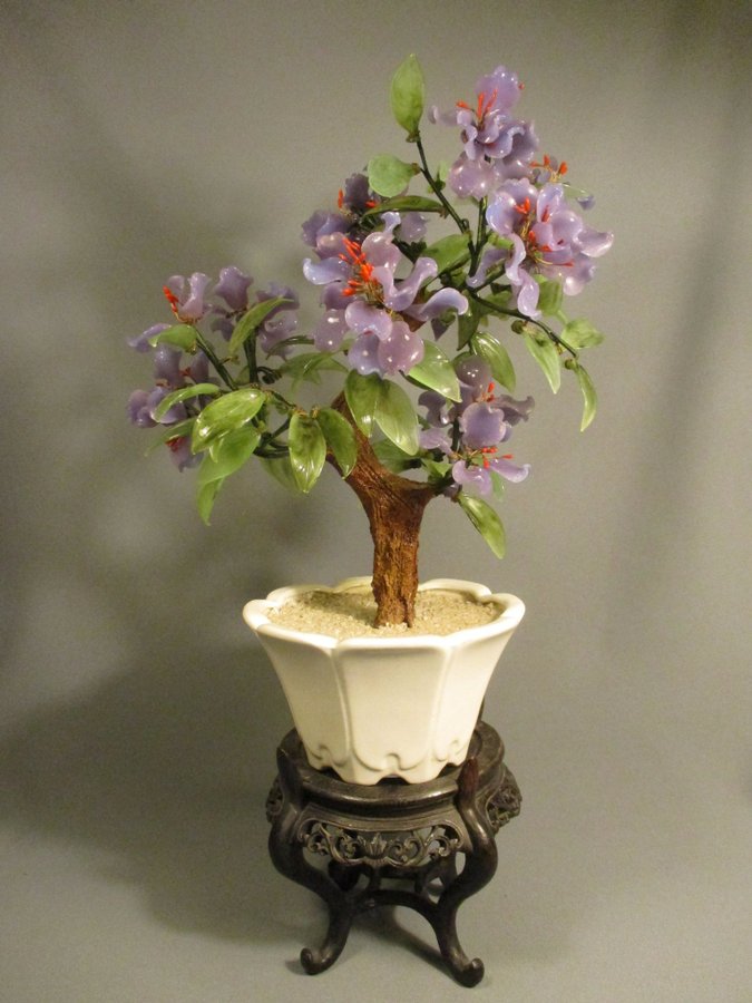 Beijing glas bonsai träd glas blommor, 1900-tal, Kina