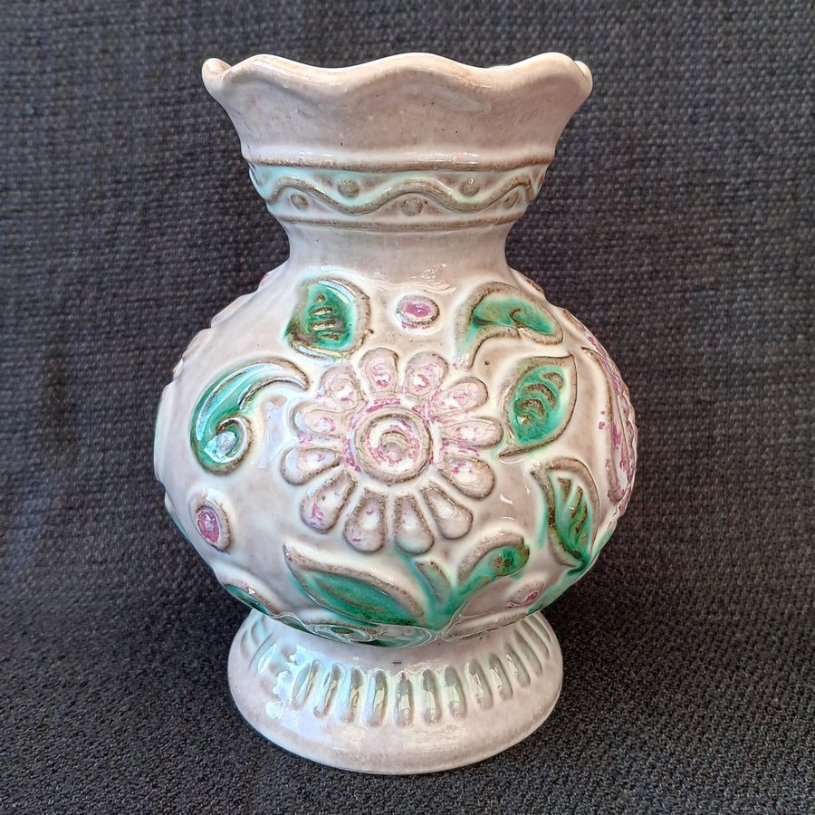 West German Pottery Midcentury Vase Bay Keramikform " 62 14 " handmålad