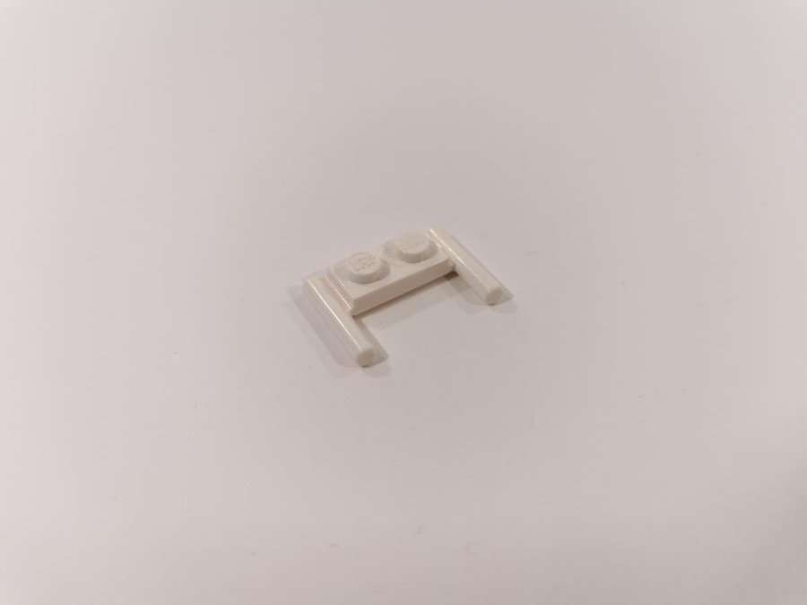 Lego - plate - modified - bar handles - 1x2 - part 3839b - vit