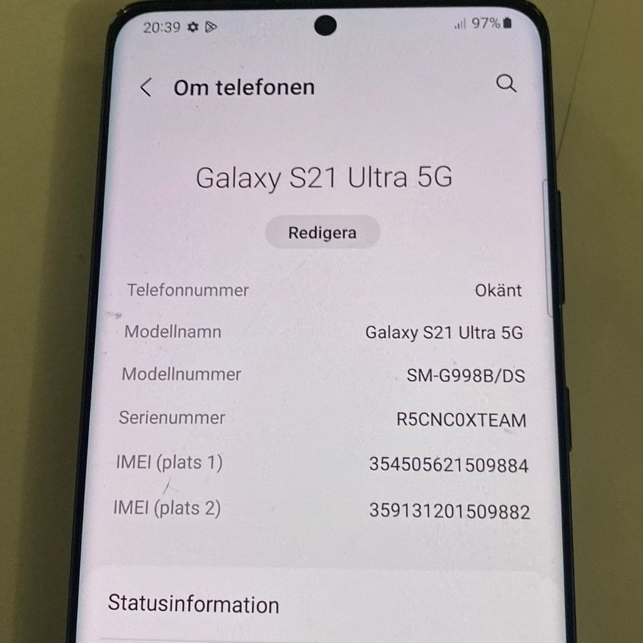 Samsung Galaxy S20 ultra defekt