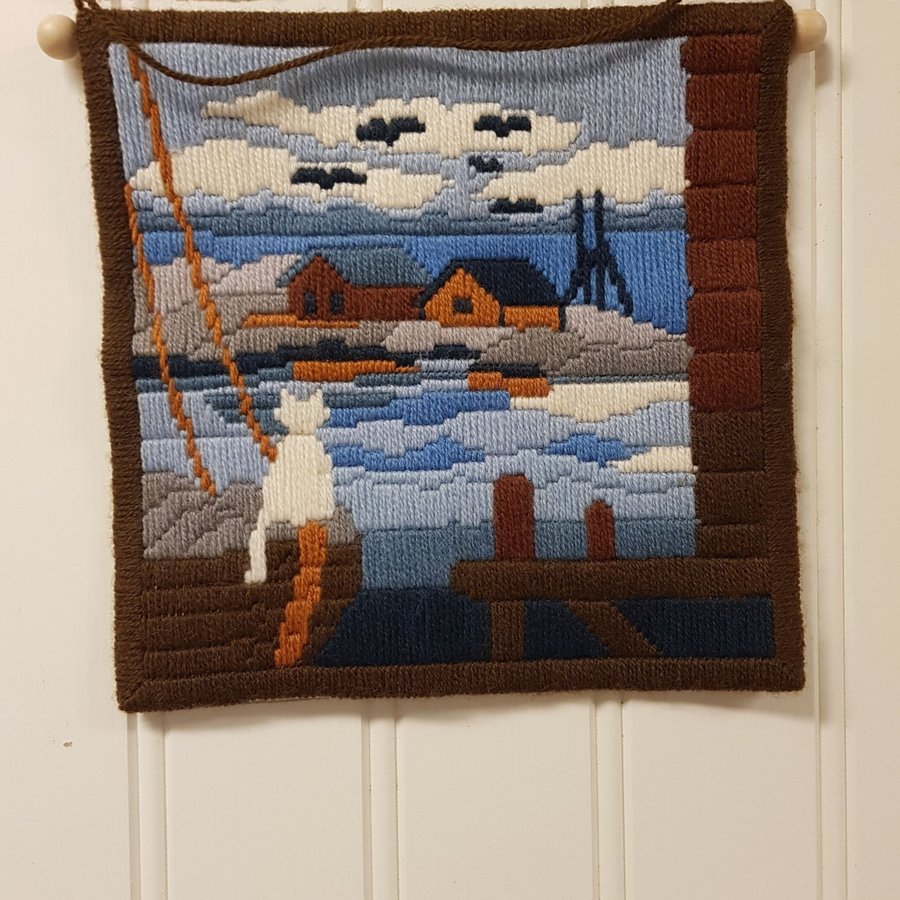 Väggbonadhandarbetebroderadträupphängning 25x25 cm