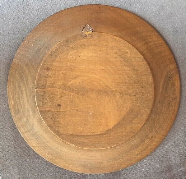 Vintage wooden hanging plate hand painted