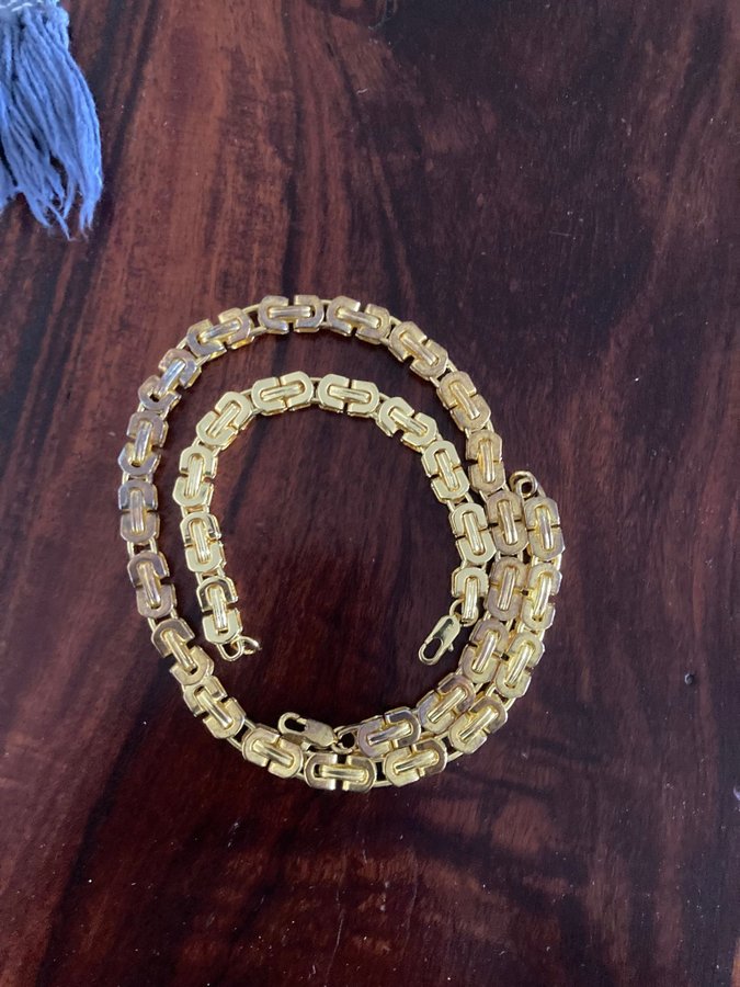 Lyxig 18K Guld STÄMPLAT 18 K kejsarlänk halsband och armband