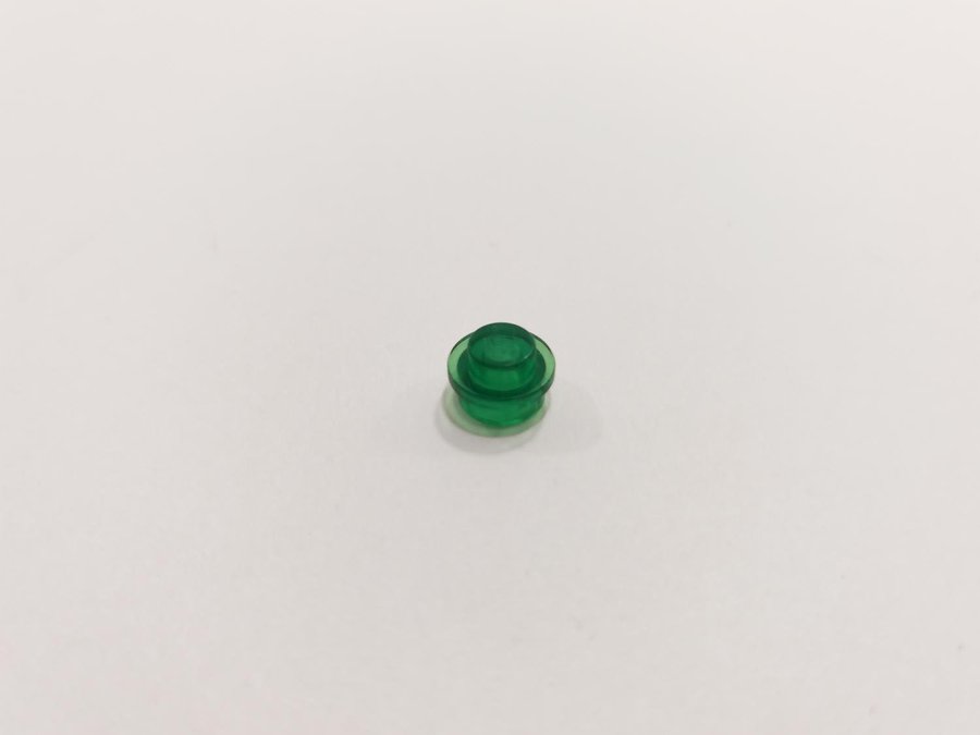 Lego - transparent - rund - plate - 1x1 - part 4073 - grön (trans green)