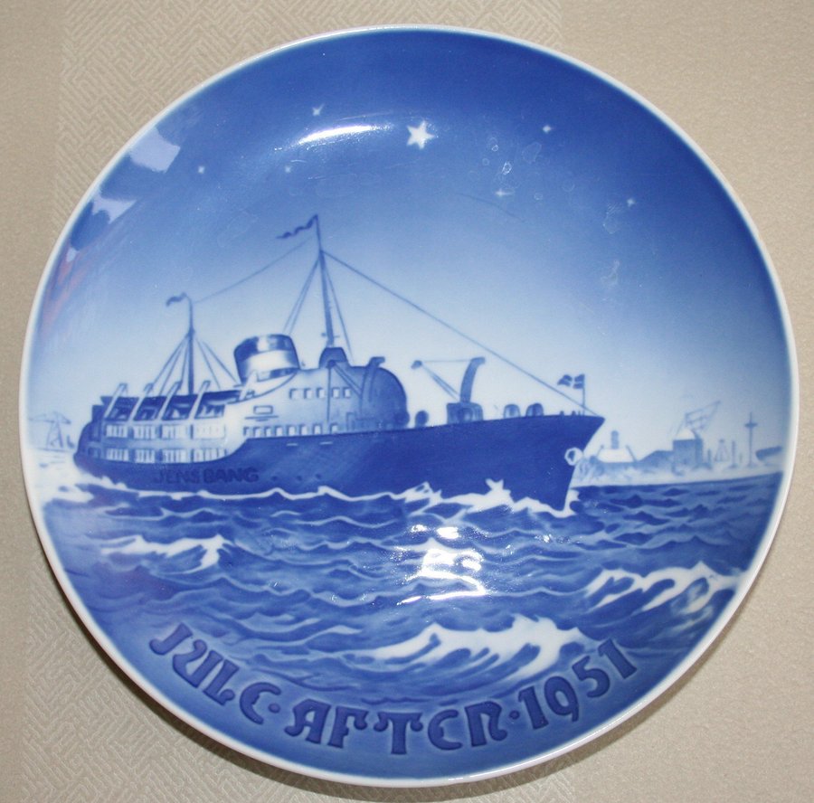 Bing  Gröndahl, jultallrik/juleplatte, M/S Jens Bang. Juleaften 1951