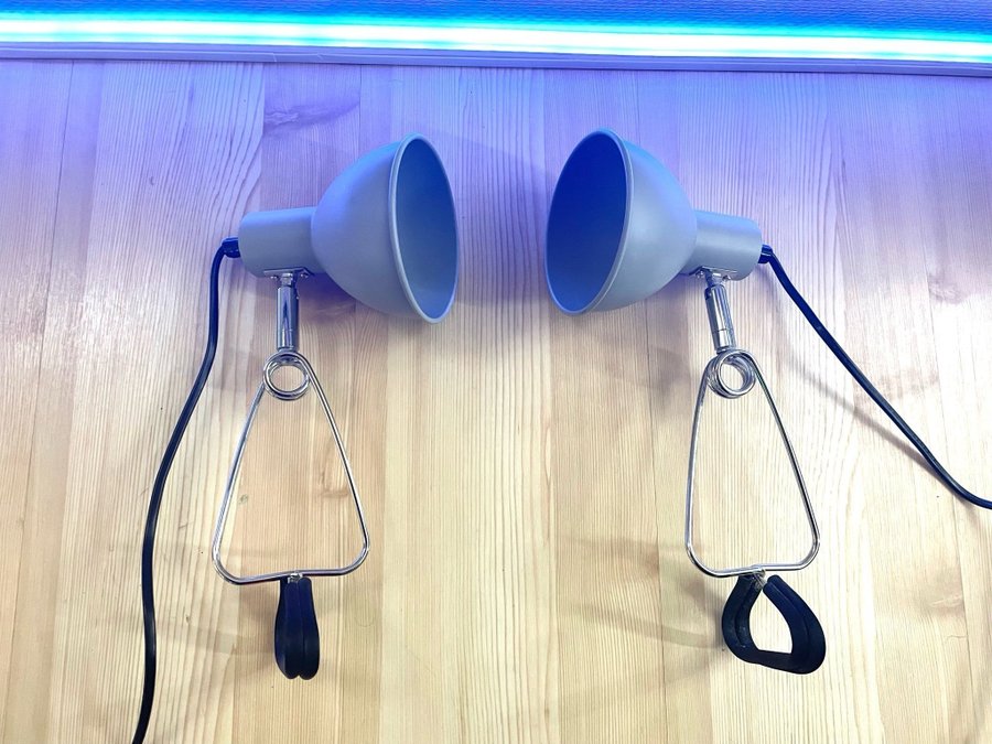 2st Contemporary Grey Lamps with clamps E14