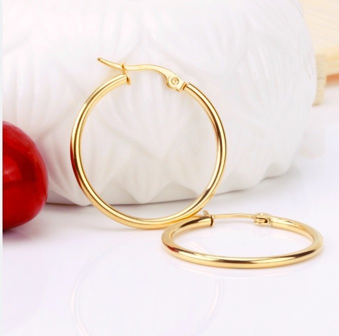 30mm guldpläterade creol örhängen kreol ring hoops blanka creoles bohe shine