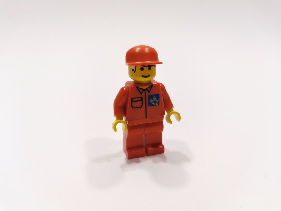 Lego - minifigur - system - stad - postman - röd