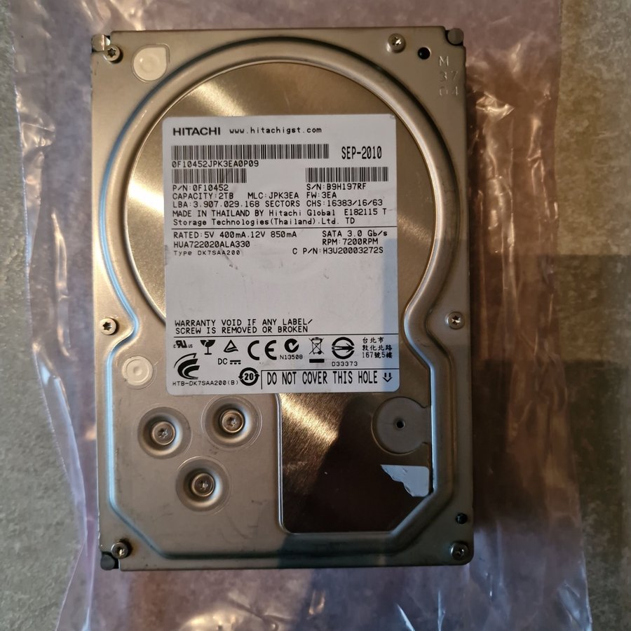 Hitachi Ultrastar 2TB 3,5" Intern Hårddisk, SATA