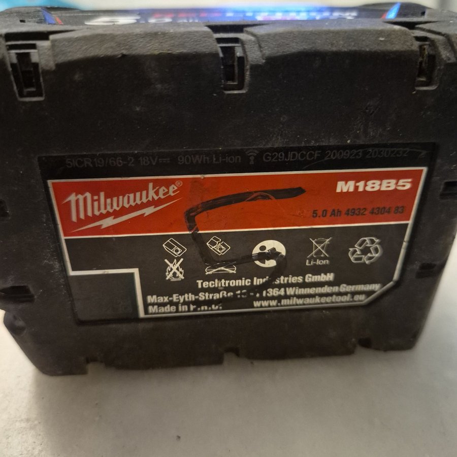 Milwaukee M18 batteri 5.0 Ah