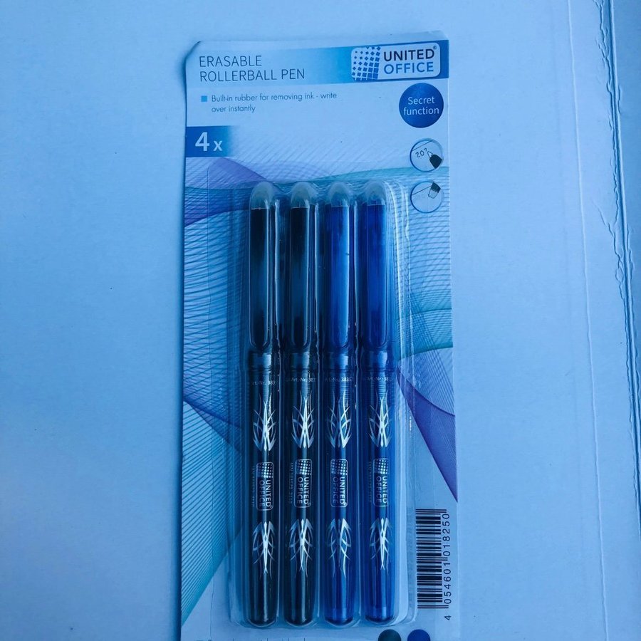 Raderbara pennor 4-pack, nytt /Erasable pen / Suddbara blyertspennor